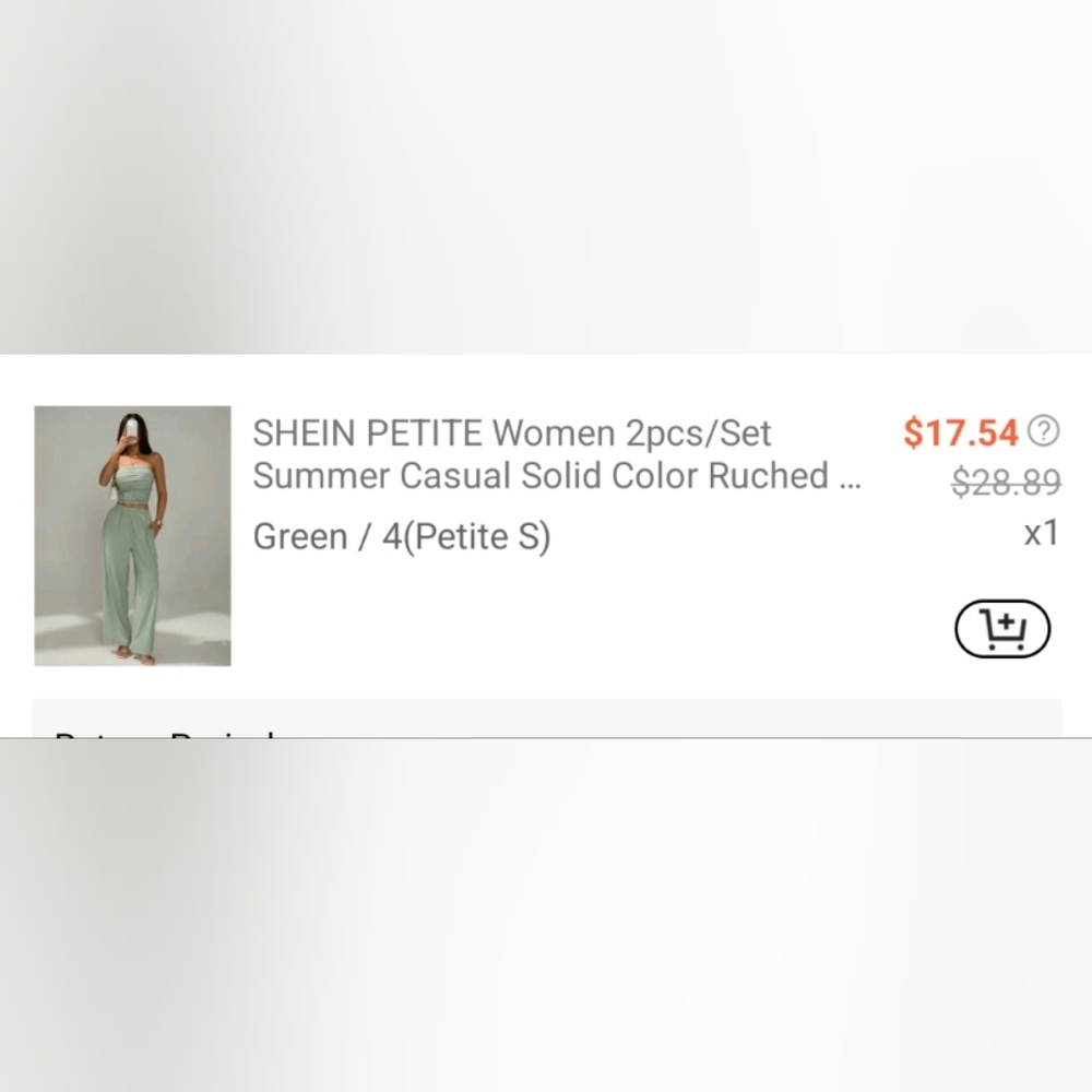 SHEIN petite Women 2pcs/Set Summer Casual Solid Color Ruched Bandeau Top And Lon - Picture 4 of 4